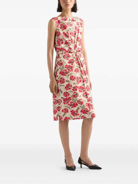 Prada printed soft poplin dress - Neutrals - zdjęcie produktu nr 2