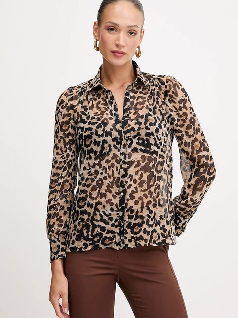 Morgan koszula damska kolor brązowy regular z kołnierzykiem klasycznym CLION - zdjęcie produktu nr 1