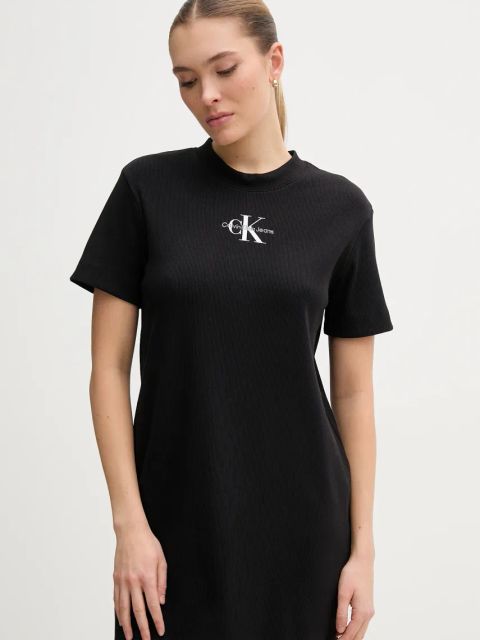 Calvin Klein Jeans sukienka kolor czarny maxi prosta J20J225543