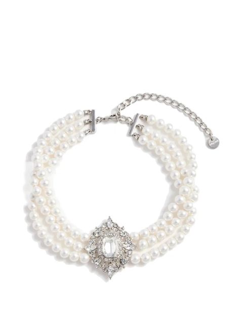 Self-Portrait crystal pearl choker - Silver - zdjęcie produktu nr 1