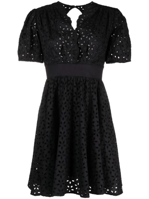 PINKO broderie-anglaise cotton short dress - Black - zdjęcie produktu nr 2