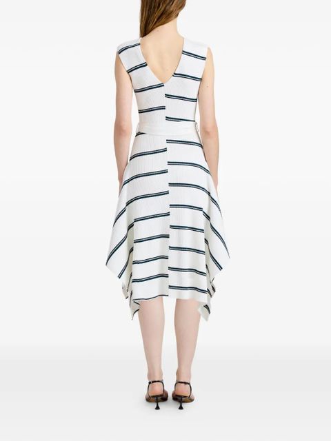 Proenza Schouler Artemis ribbed striped midi dress - White