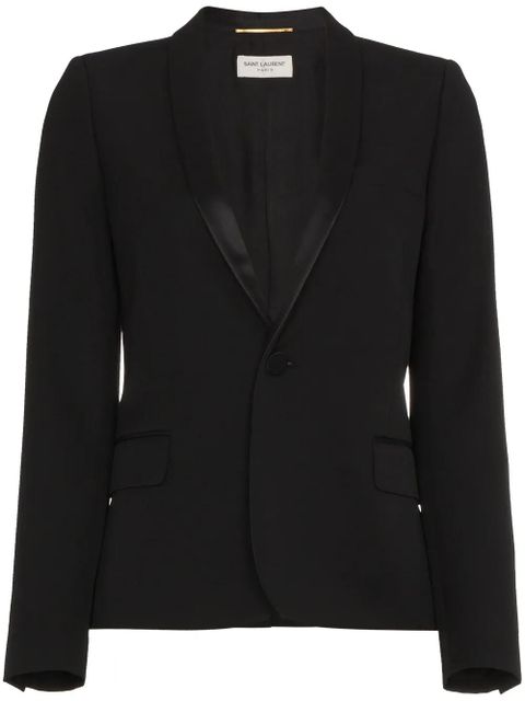 Saint Laurent Iconic Le Smoking Cropped Blazer - Black