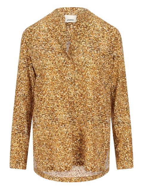 ISABEL MARANT mosaic-pattern V-neck shirt - Yellow - zdjęcie produktu nr 1