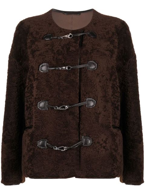 TOTEME teddy shearling clasp jacket - Brown