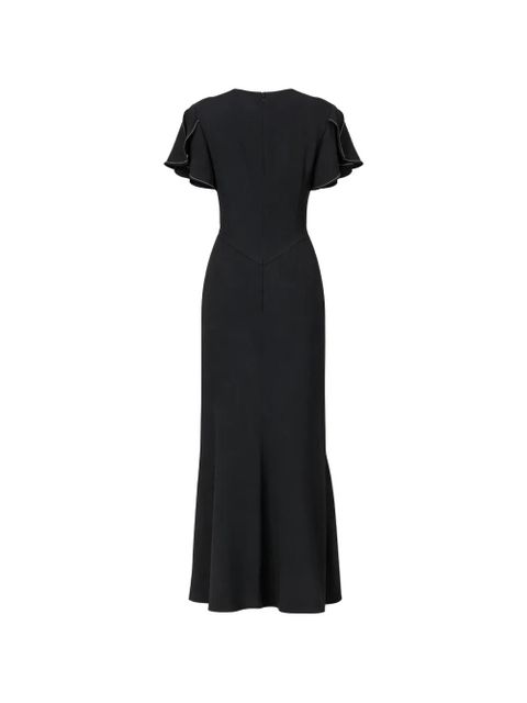 Victoria Beckham V-neck ruffle midi dress - Black - zdjęcie produktu nr 2