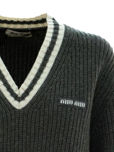 Miu Miu V-neck ribbed sweater - Grey