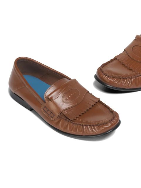 Marni fringe logo loafers - Brown