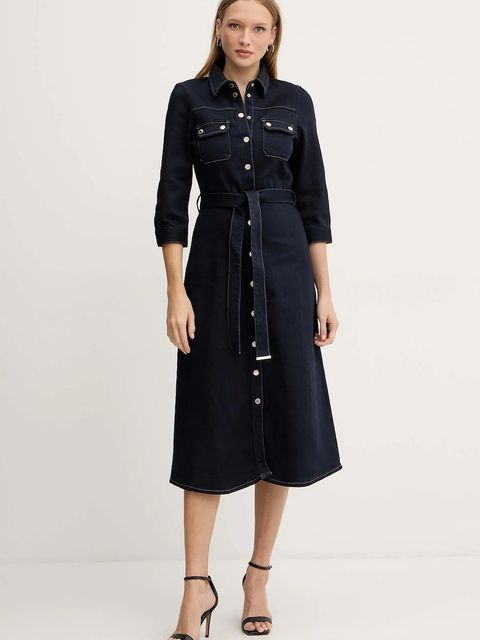 Morgan sukienka jeansowa kolor granatowy midi rozkloszowana RJEANA - zdjęcie produktu nr 1