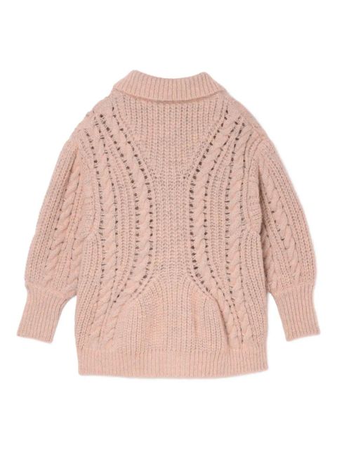 Simone Rocha cable-knit collared cardigan - Pink - zdjęcie produktu nr 2