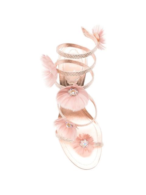 René Caovilla Jolenefloral-embellished sandals - Pink