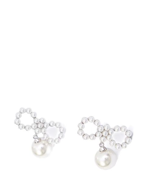 Self-Portrait white pearl bow earrings - Silver - zdjęcie produktu nr 1