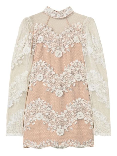 TWINSET floral-lace tulle mini dress - White - zdjęcie produktu nr 1
