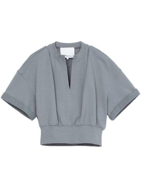 3.1 Phillip Lim V-neck cotton T-shirt - Blue - zdjęcie produktu nr 1