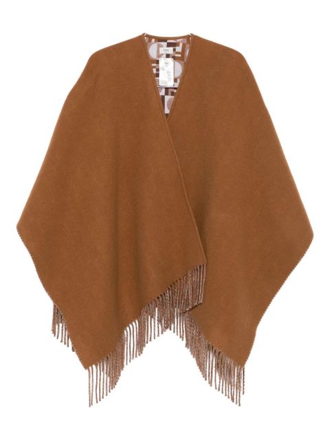 FENDI fringe-detail cape - Brown