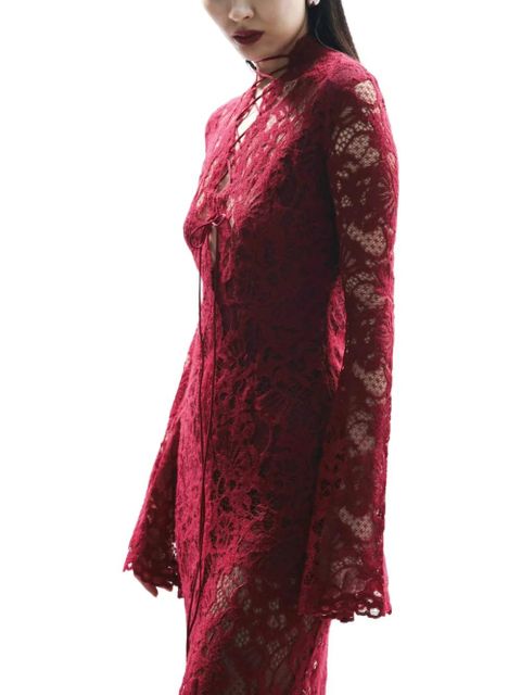 MANURÍ Sally lace-up midi dress - Red