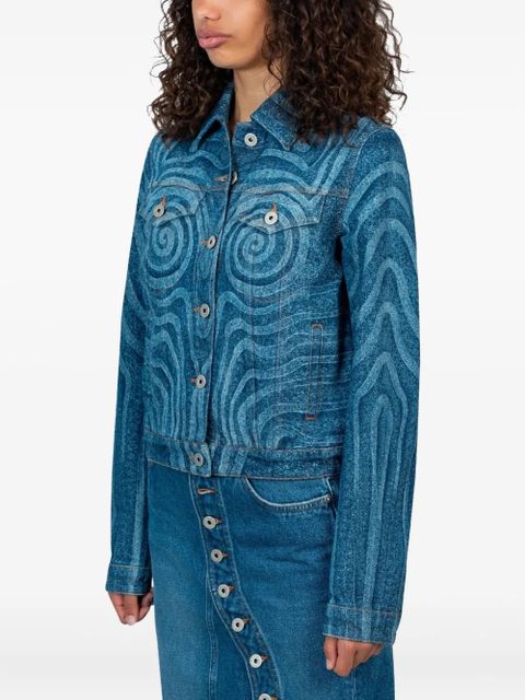 Jean Paul Gaultier swirl-pattern denim jacket - Blue