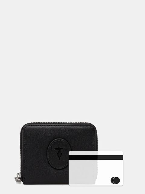 Trussardi portfel skórzany damski kolor czarny I029E000042N