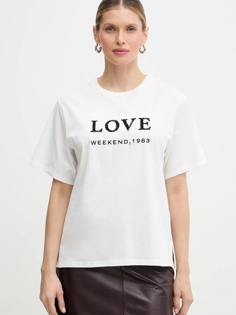 Weekend Max Mara t-shirt bawełniany AGILE damski kolor biały 2615971061600 - zdjęcie produktu nr 1