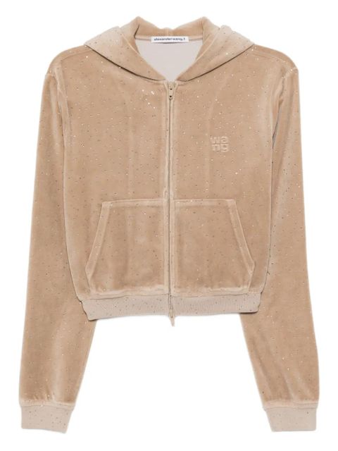 Alexander Wang crystal-embellished zipped hoodie - Neutrals - zdjęcie produktu nr 1