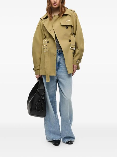 GANNI balloon-sleeve trench coat - Neutrals - zdjęcie produktu nr 2