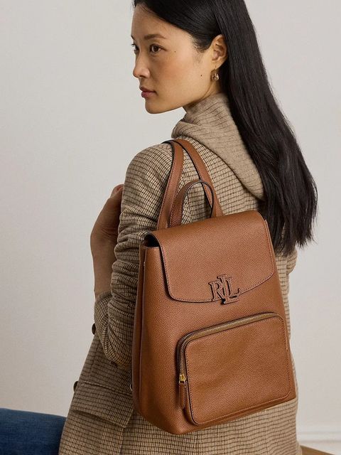 Lauren Ralph Lauren plecak skórzany damski kolor brązowy duży gładki 431969355 - zdjęcie produktu nr 2