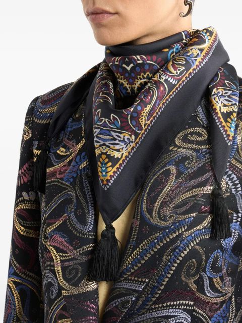 ETRO tassels paisley-print silk scarf - Black - zdjęcie produktu nr 2