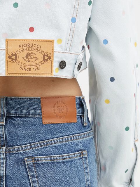 Fiorucci kurtka jeansowa bawełniana Confetti Dot Cropped Denim