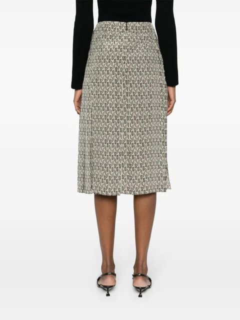 FENDI graphic-print silk midi skirt - Neutrals