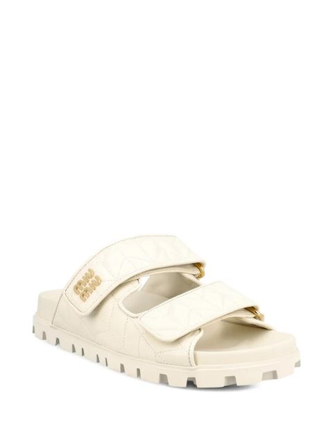 Miu Miu quilted logo sandals - Neutrals