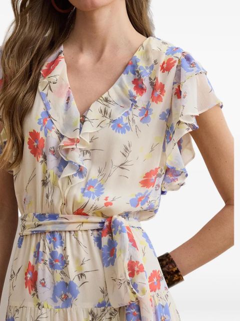 Lauren Ralph Lauren floral-print ruffled dress - Neutrals