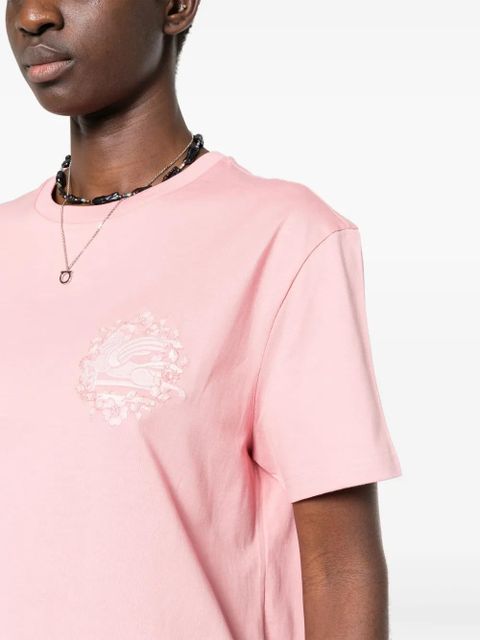 ETRO Pegaso-motif cotton T-shirt - Pink