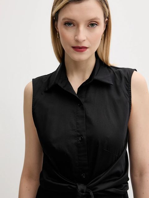 Answear.LAB sukienka bawełniana kolor czarny midi rozkloszowana