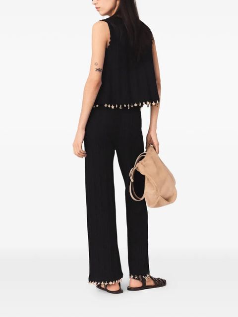 Maje scalloped embellished trousers - Black