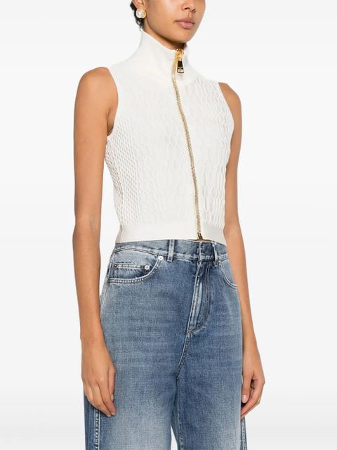 Balmain zip high-neck top - White