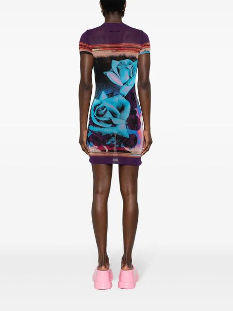 Jean Paul Gaultier Roses mesh minidress - Blue