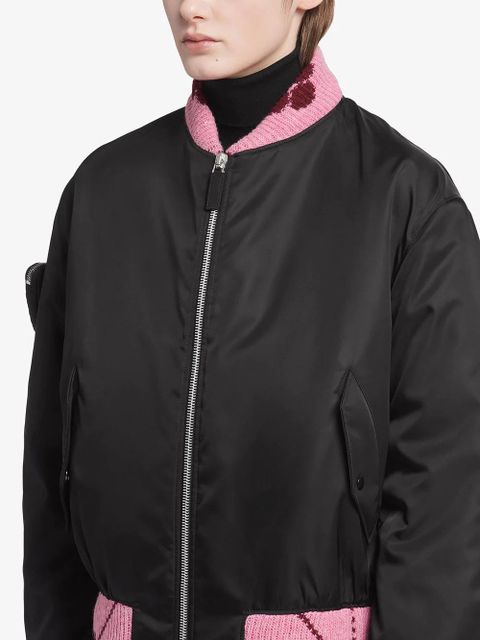 Prada Re-Nylon jacquard-trim bomber jacket - Black