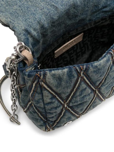 Diesel Charm-D denim shoulder bag - Blue