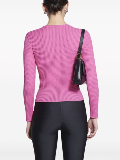 Balenciaga round-neck waffle-knit jumper - Pink