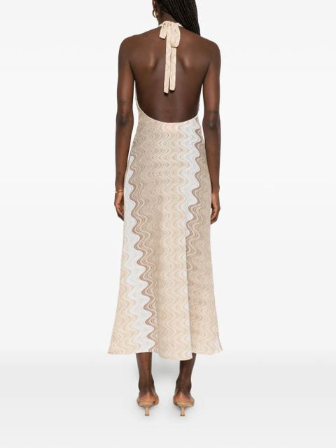 MC2 Saint Barth chevron-knit halterneck dress - Neutrals