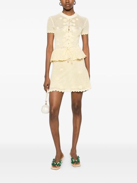 Self-Portrait floral crochet mini dress - Yellow - zdjęcie produktu nr 2