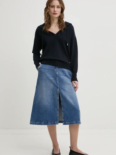 Morgan sweter MBALLON damski kolor granatowy lekki MBALLON