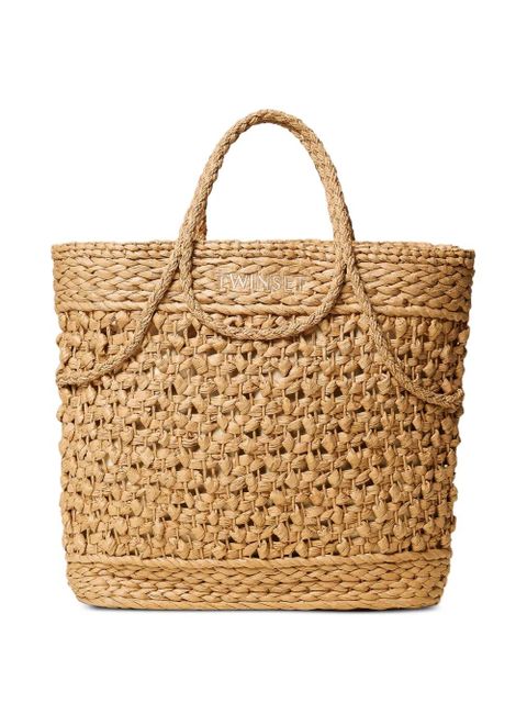 TWINSET raffia tote bag - Neutrals - zdjęcie produktu nr 1
