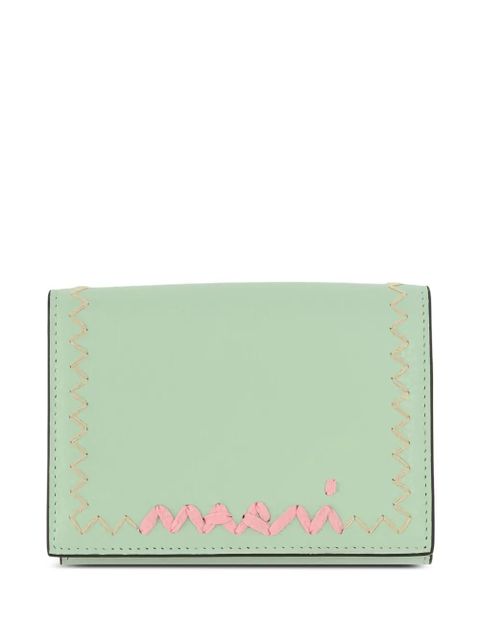 Marni logo-embroidered tri-fold wallet - Green - zdjęcie produktu nr 1