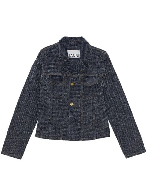 GANNI fluffy denim fitted blazer - Blue