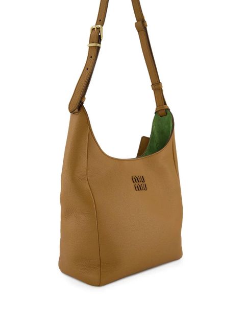 Miu Miu logo-patch leather shoulder bag - Brown