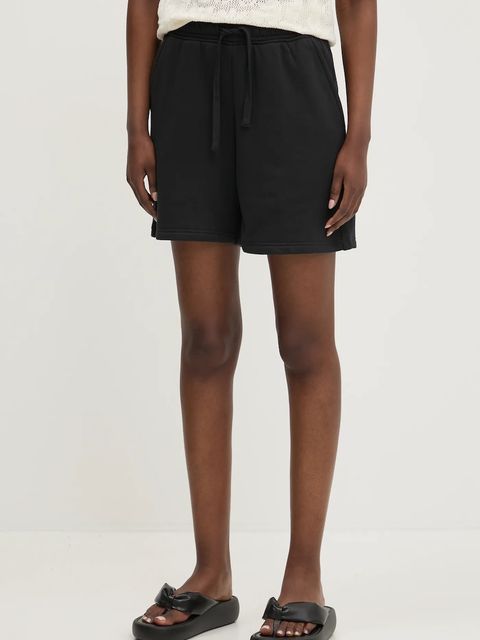 Herschel szorty bawełniane damskie kolor czarny gładkie high waist 50307-00001 - zdjęcie produktu nr 1