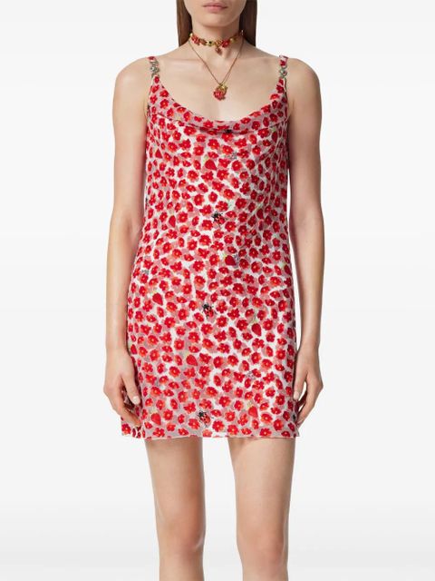 Versace Strawberry Garden devoré mini dress - White