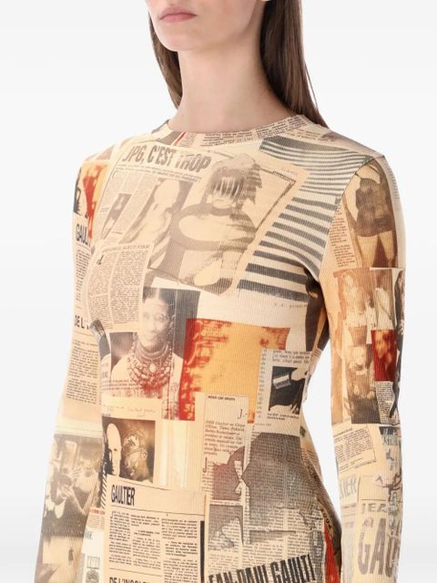 Jean Paul Gaultier rib journal midi dress - Neutrals