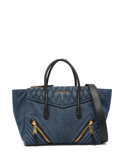 Miu Miu quilted-panel tote bag - Blue - zdjęcie produktu nr 1